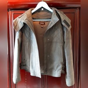 Danier leather moto jacket with removal thinsulate lining and removal hood